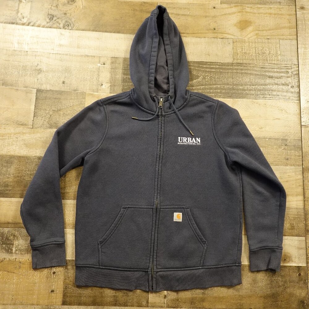 Carhartt Zip Hoodie Youth Large 12–14 Navy Relaxed Fit Logo